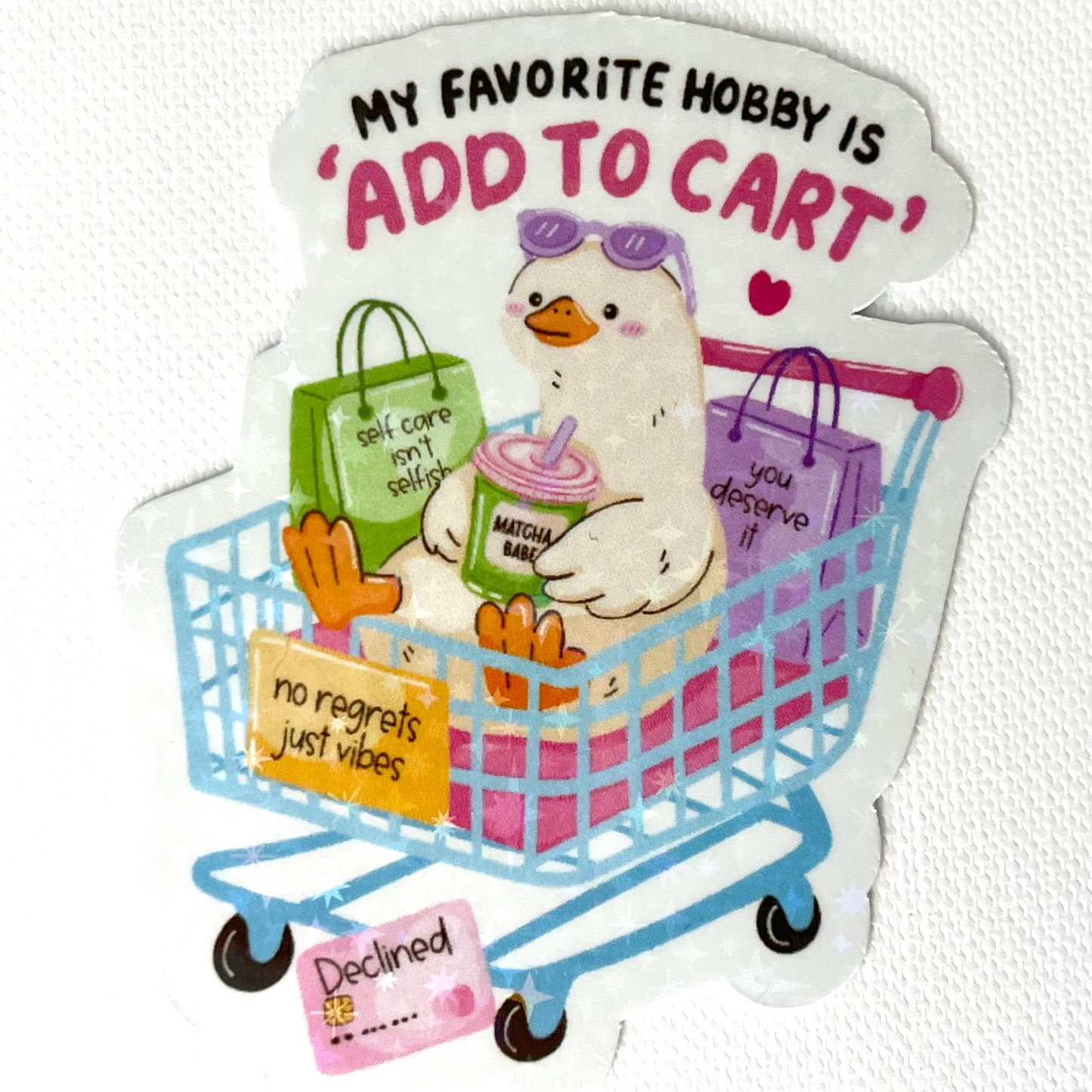 Naklejka Odklejka z serii DELULU - MY FAVORITE HOBBY IS ADD TO CART