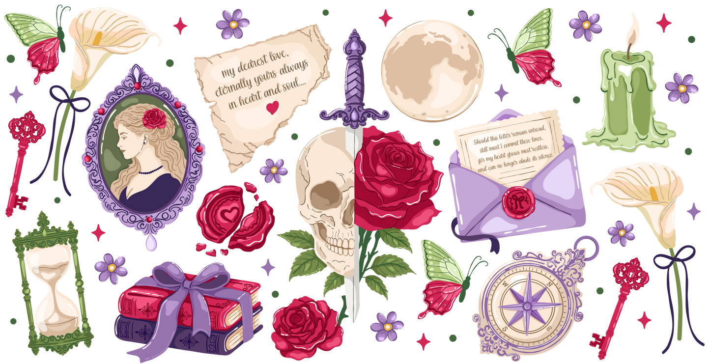 VICTORIAN DARK ROMANCE - KUBEK SZKLANY ZDOBIONY ZE SŁOMKĄ I POKRYWKĄ
