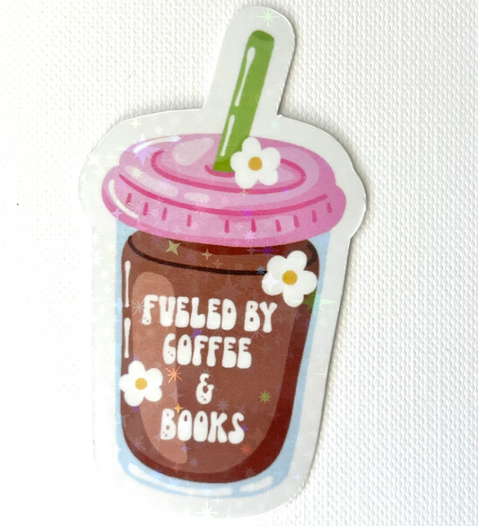 Naklejka Odklejka z serii DELULU - FUELED BY COFFEE & BOOKS