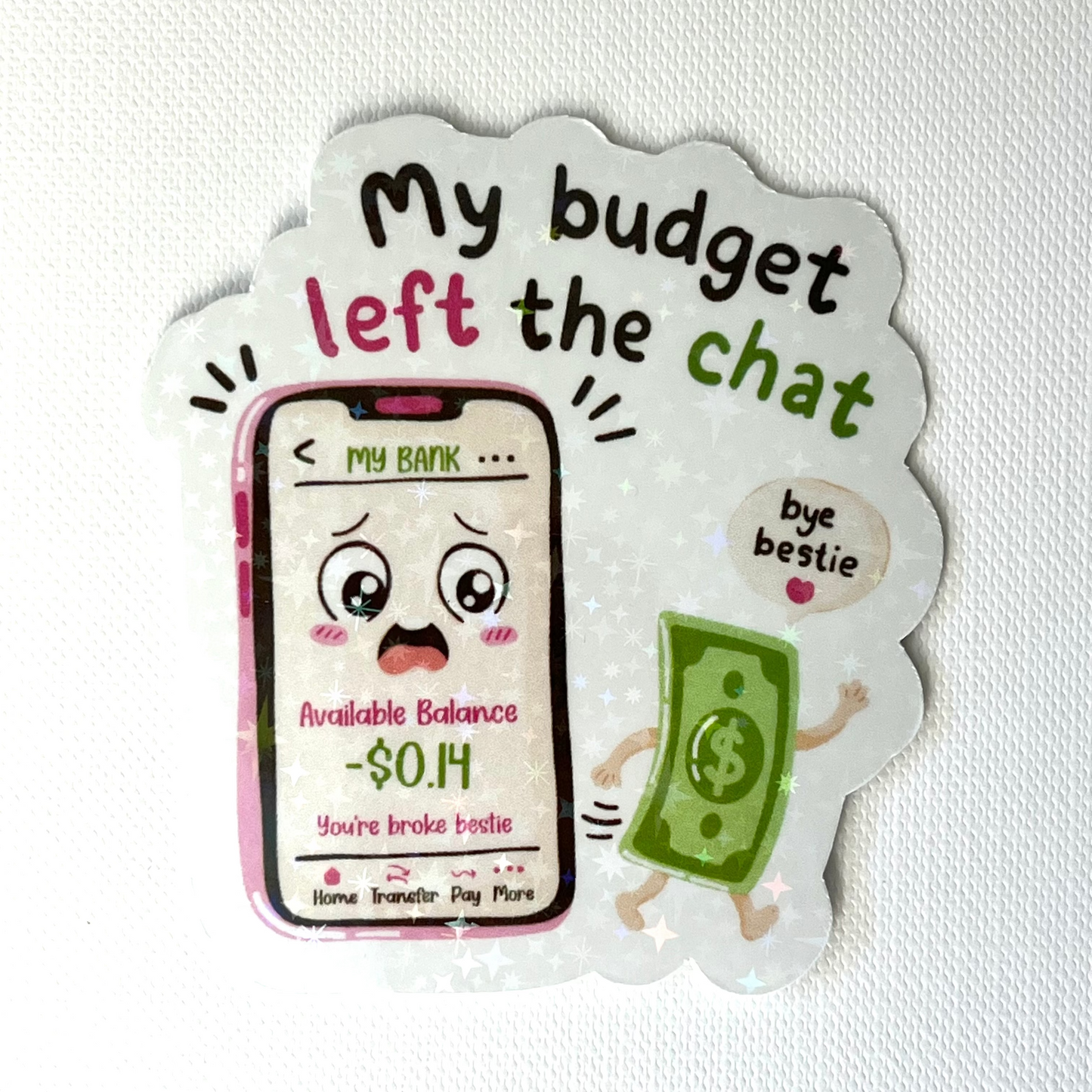 Naklejka Odklejka z serii DELULU - MY BUDGET LEFT THE CHAT