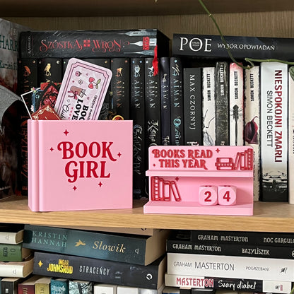 Licznik przeczytanych książek - wersja angielska - PINK BOOK TRACKER