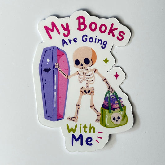 Naklejka Odklejka z serii SPOOKY DELULU  -  MY BOOKS ARE GOING WITH ME