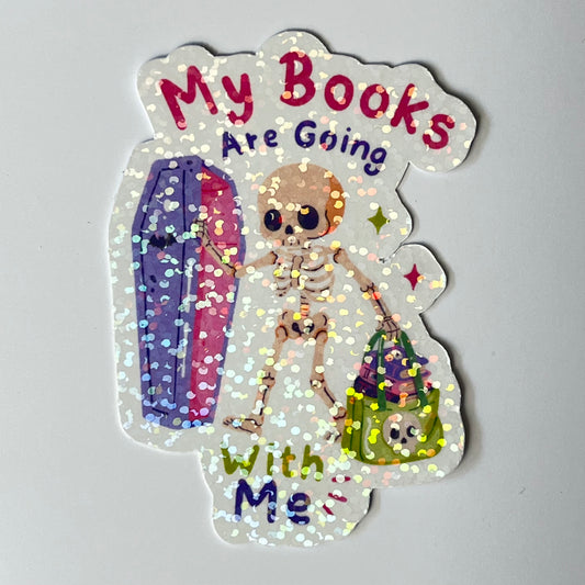 Naklejka Odklejka z serii SPOOKY DELULU  -  MY BOOKS ARE GOING WITH ME