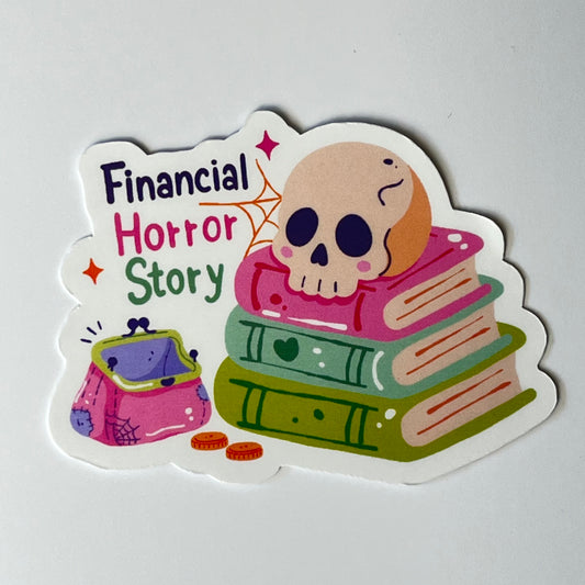 Naklejka Odklejka z serii SPOOKY DELULU  - FINANCIAL HORROR STORY