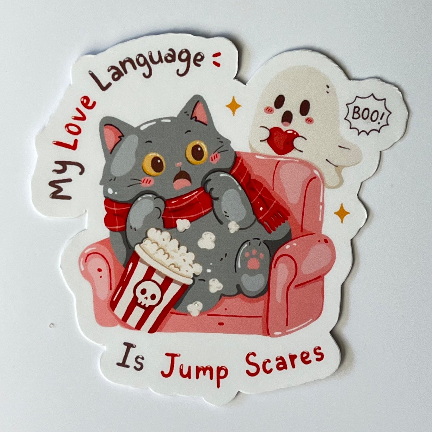 Naklejka Odklejka z serii SPOOKY DELULU  - JUMP SCARE CAT