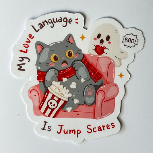 Naklejka Odklejka z serii SPOOKY DELULU  - JUMP SCARE CAT