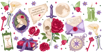 VICTORIAN DARK ROMANCE  - KUBEK SZKLANY ZDOBIONY ZE SŁOMKĄ I POKRYWKĄ